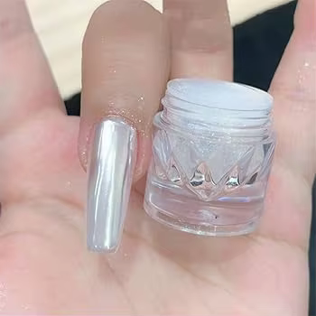 1 PCS Poudre à ongles chromée blanche