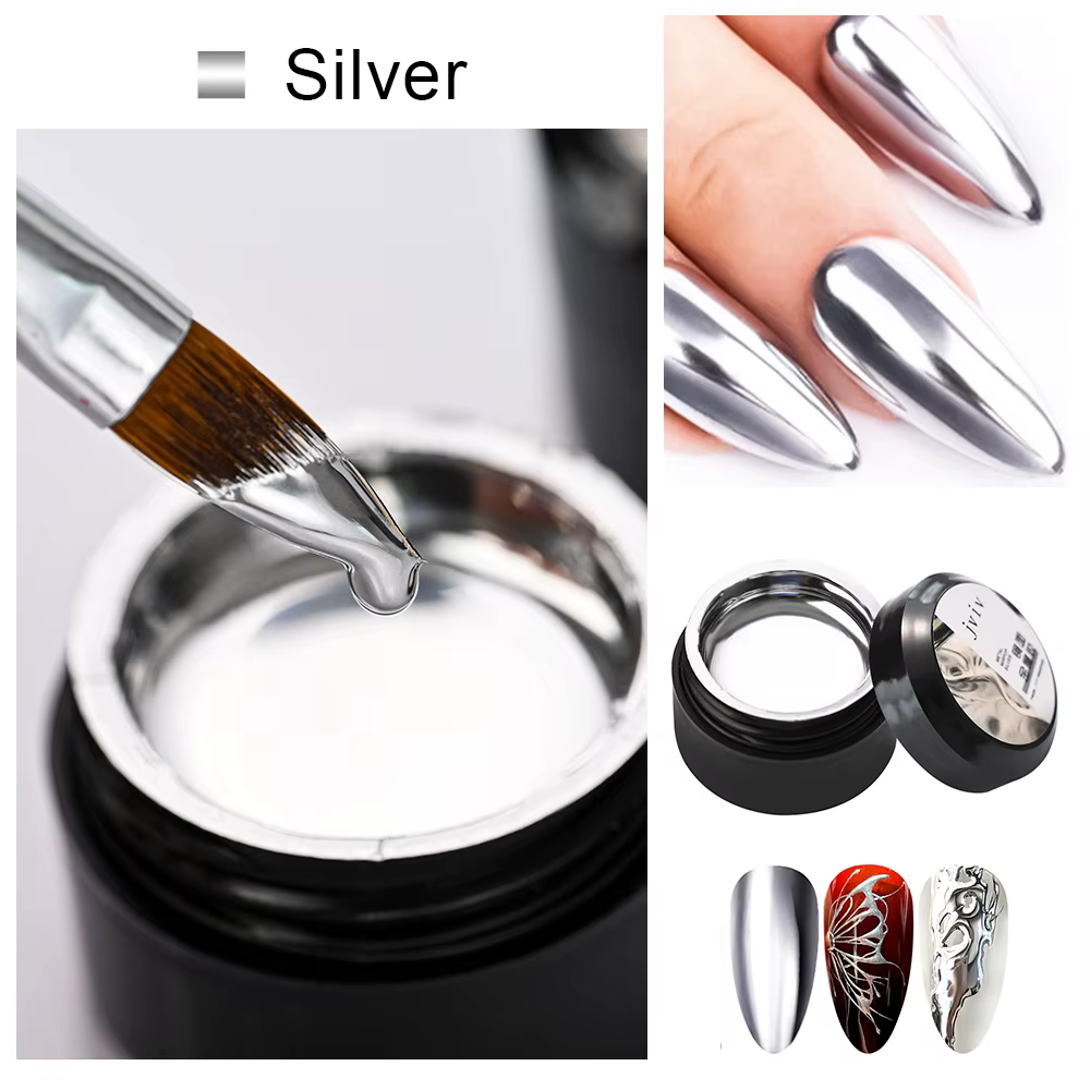 8ml magique métal miroir argent peinture Gel 3D Super-brillant