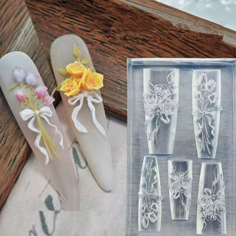 Moule en silicone pour nail art avec nœud en dentelle
