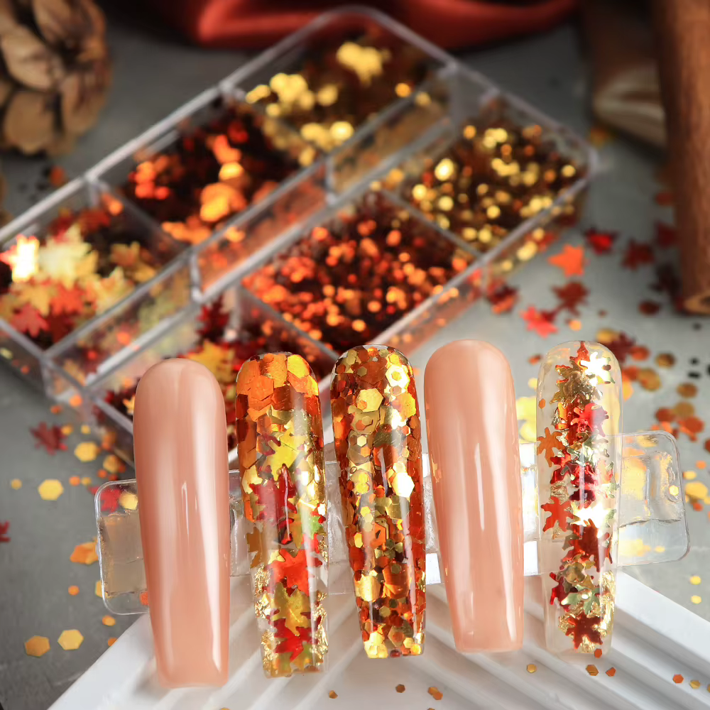 Automne Nail Art paillettes