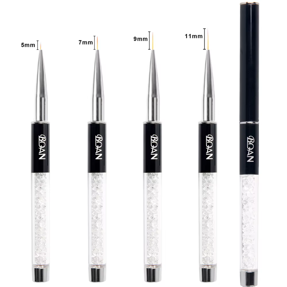 BQAN-Brosse à ongles avec manche en cristal, 5/7/9/11mm