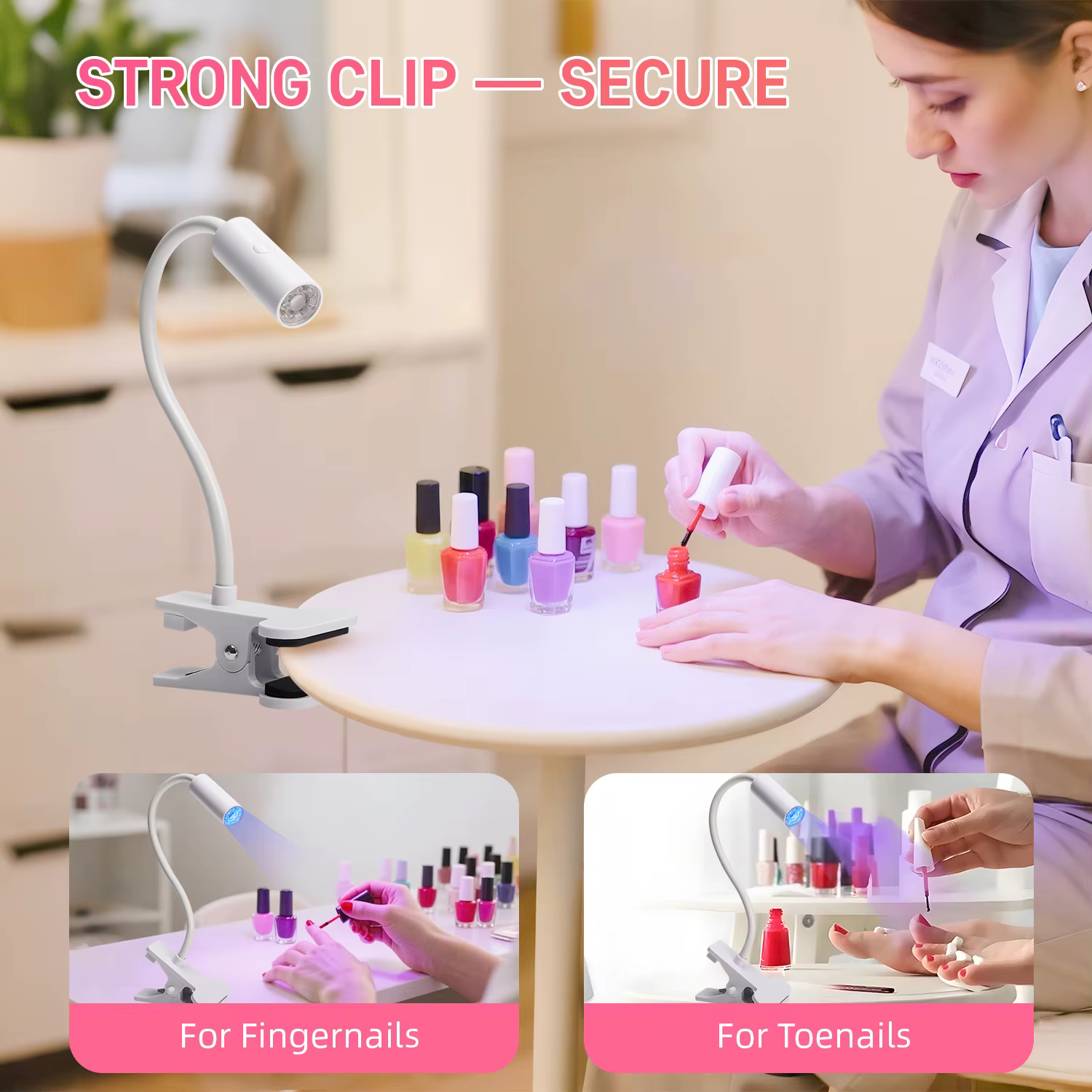 UV LED lampe à ongles LED lumière UV avec pince et Tube Flexible manucure sèche UV
