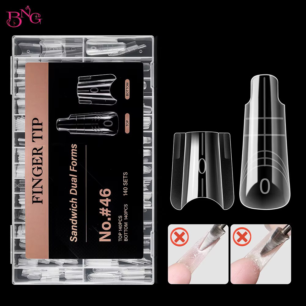 BNG 280 pièces ongles Sandwich double formes carrées