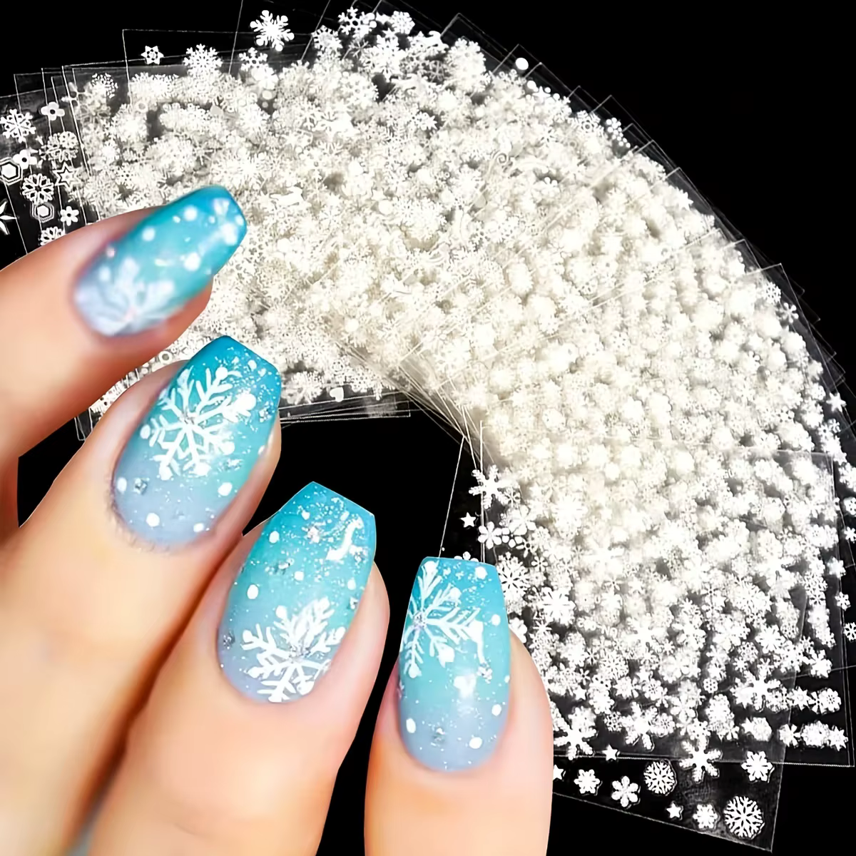 Autocollants 3D en Forme de Flocons de Neige Blancs pour Nail Art