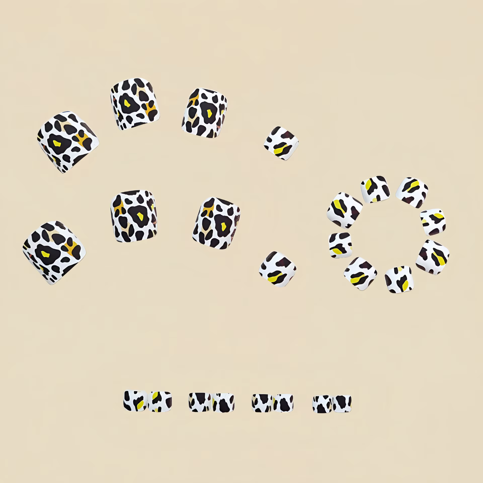 Faux ongles imprimé léopard noir et blanc
