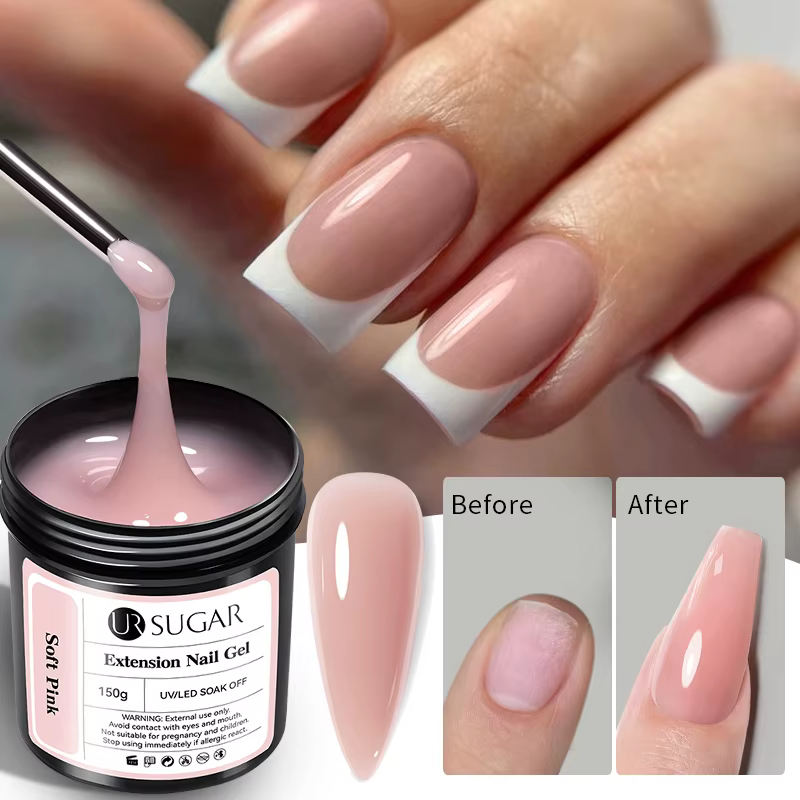 UR SUGAR 150g Gel de construction rapide rose doux 6 en 1 Acrygel pour extension d'ongles auto-nivelant
