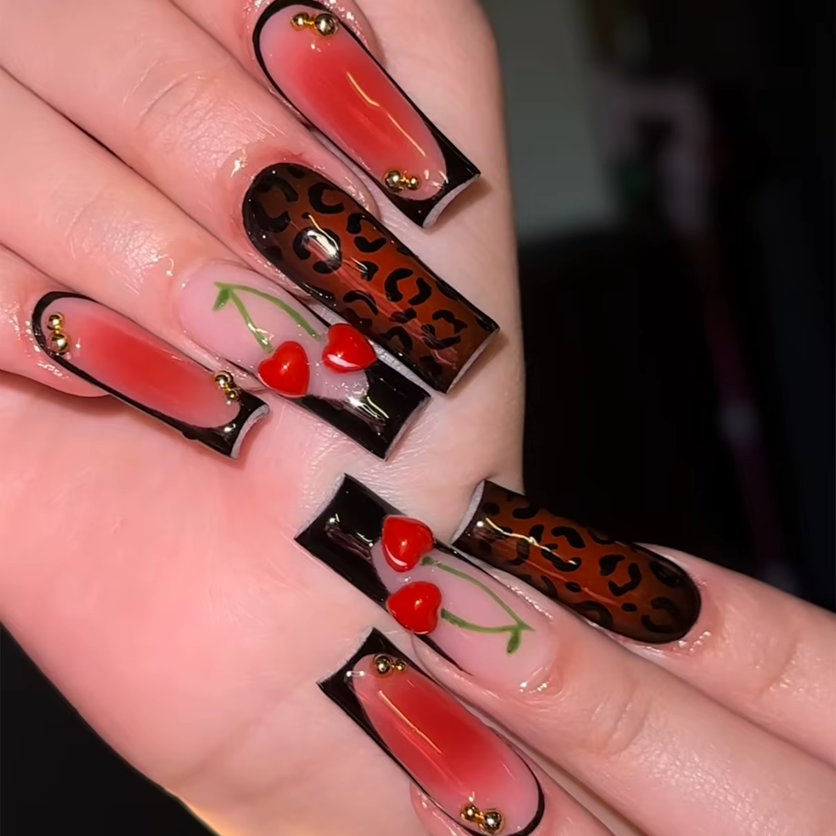 24 faux ongles léopard imprimé