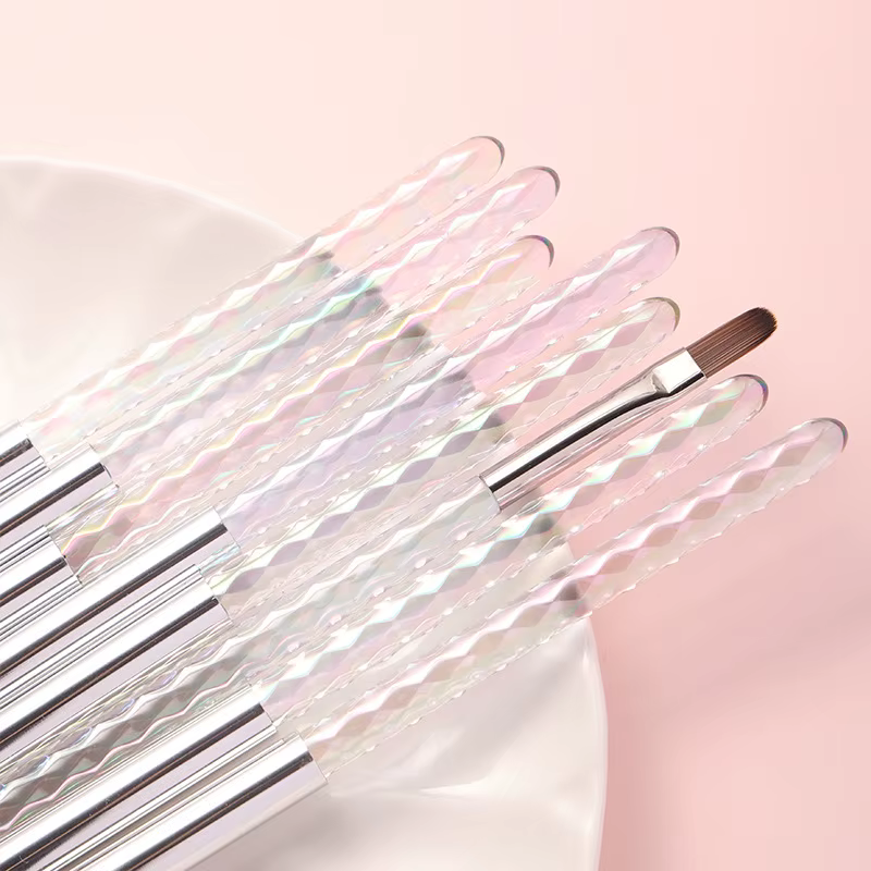 Lot de 10 pinceaux à ongles en acrylique transparent Aurora Rhombus