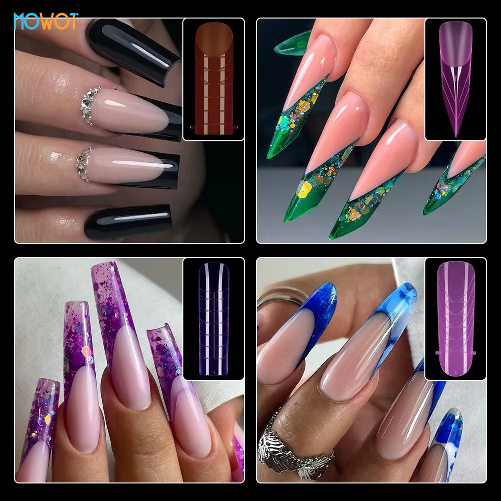 MOWOT 292 pièces couleur double forme ongles moule ensembles acrylique
