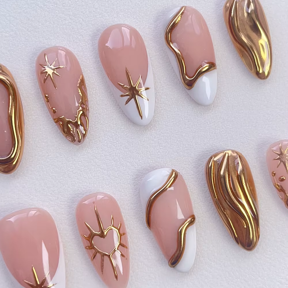 10 pièces/boîte Faux ongles à presser en acrylique