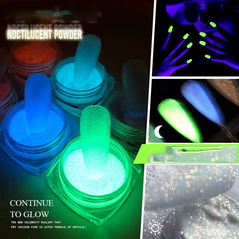 6 Couleurs Halloween Phxing ou Shoous Nail Glitter Poudre net1-2gWhite Clip Glow-In-Dark