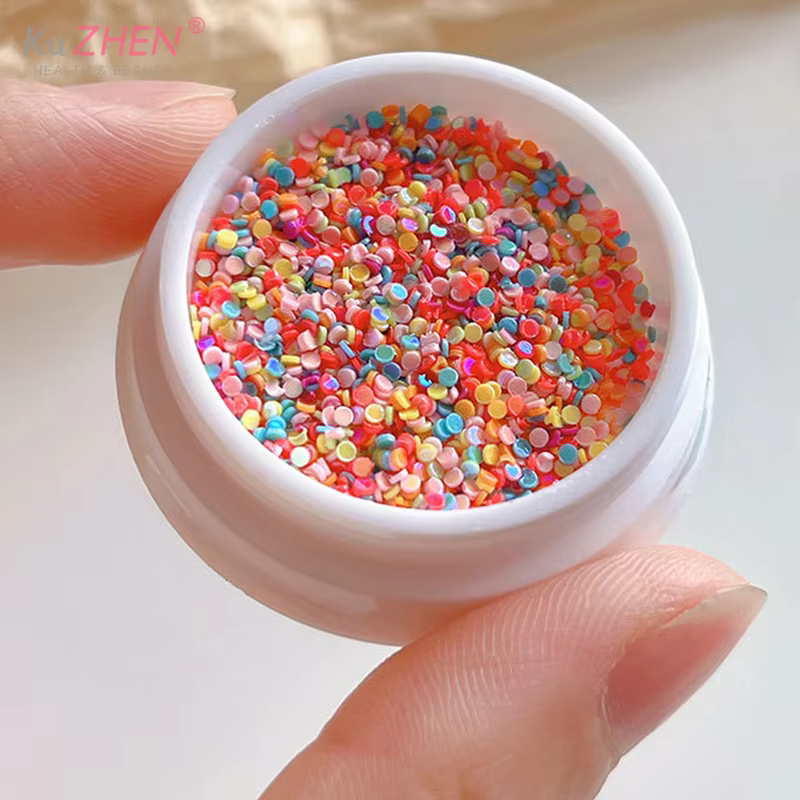 1 boîte de paillettes colorées à pois pour Nail Art