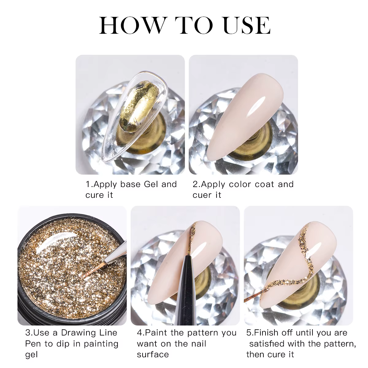 Quatre Lily 8ml or scintillant platine vernis à ongles paillettes longue durée Semi Permanent Nail Art peinture Gel