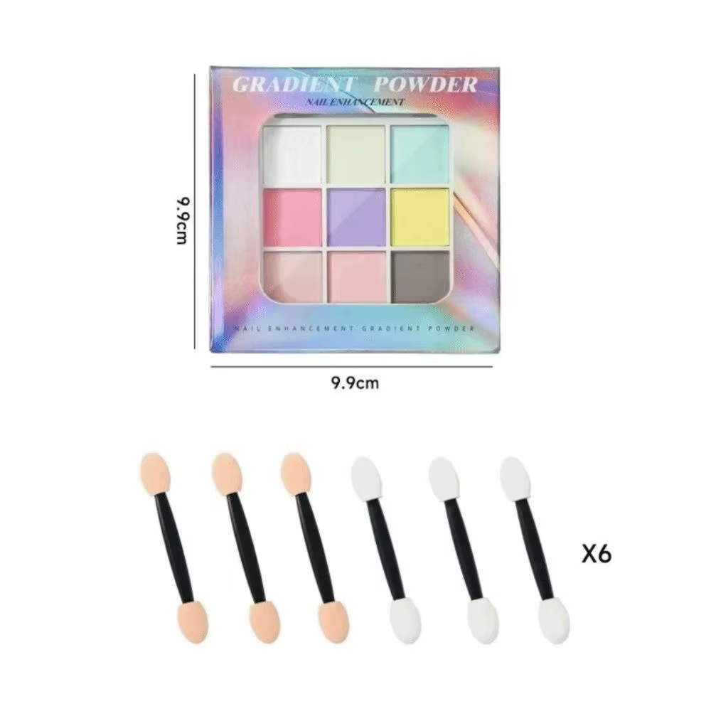 Manucure 9 couleurs tapotements ongles poudres solide Fine paillettes magique néon poudre miroitant