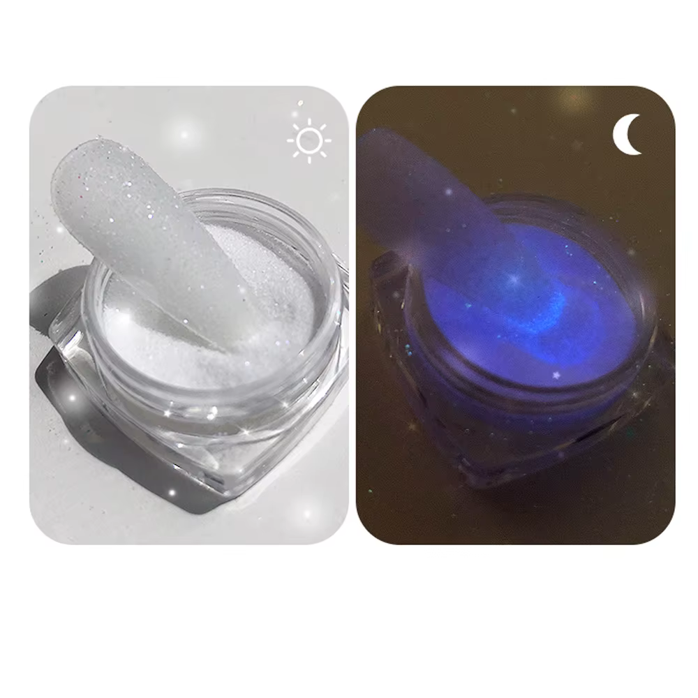 Poudre de sable structurels ente holographique phosphorescente pour les ongles