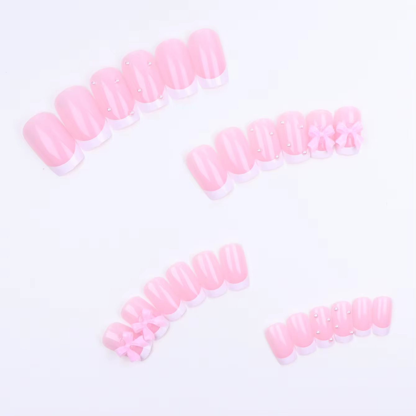 24 pièces ongles de Style presse carrée