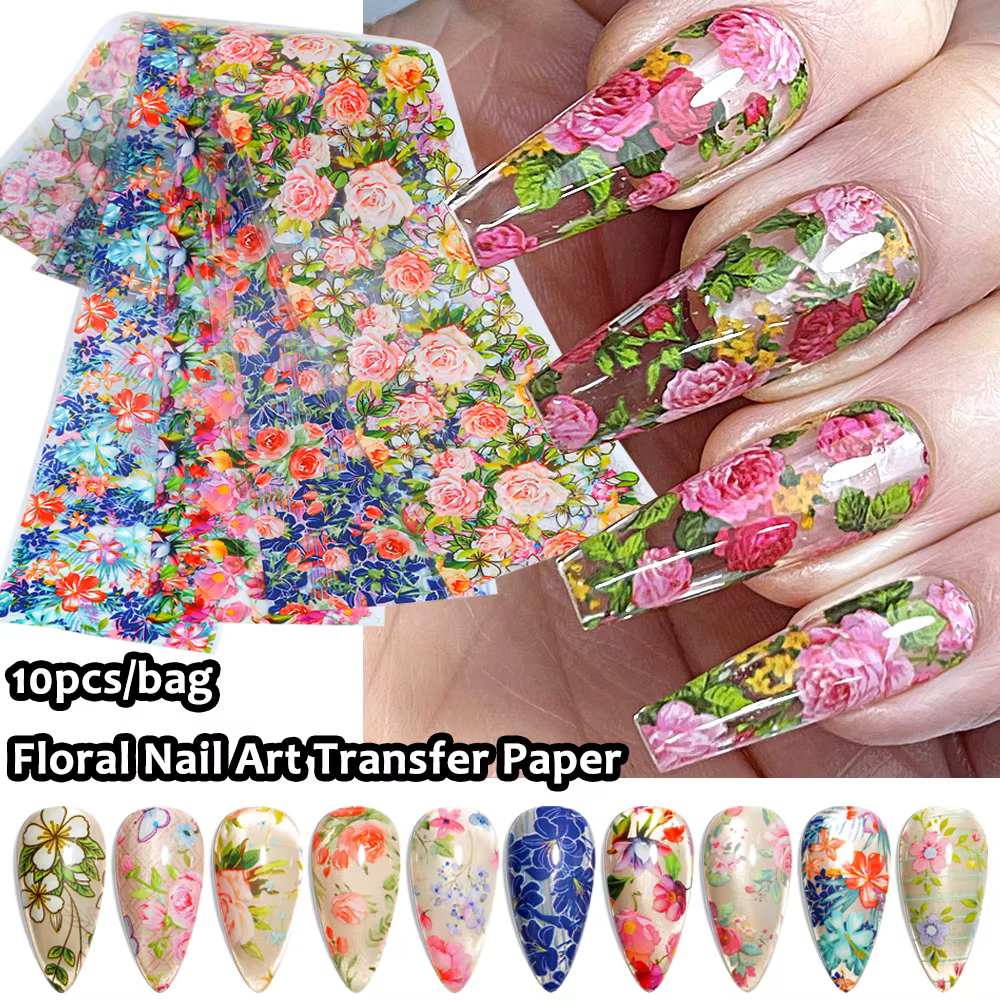 Papier de transfert pour nail art floral de printemps