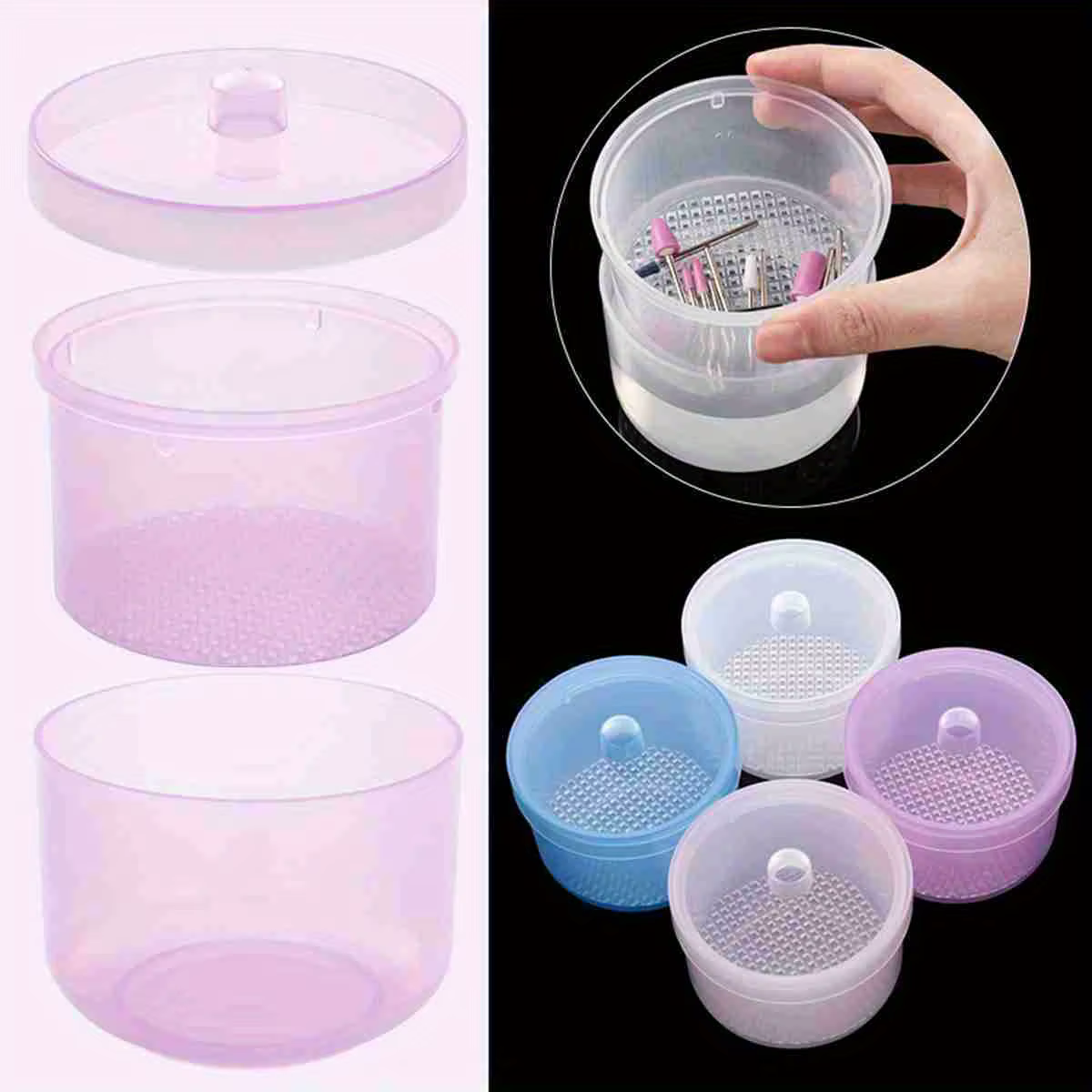 Boîte de nettoyage et de désinfection de tête de polissage des ongles avec filtre