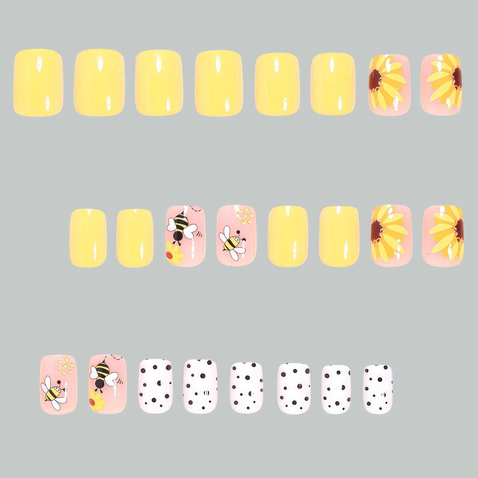 Faux ongles carrés courts pour femmes et filles