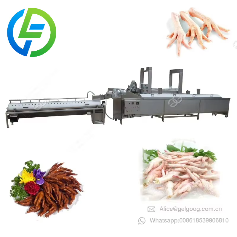 Équipement automatique pour volaille, éplucheur pour enlever la peau, ligne de traitement, blanchiment, coupe des pieds de poulet, Machine à éplucher les griffes