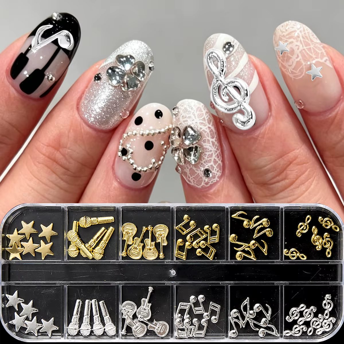 Ornements en alliage pour nail art à thème musical