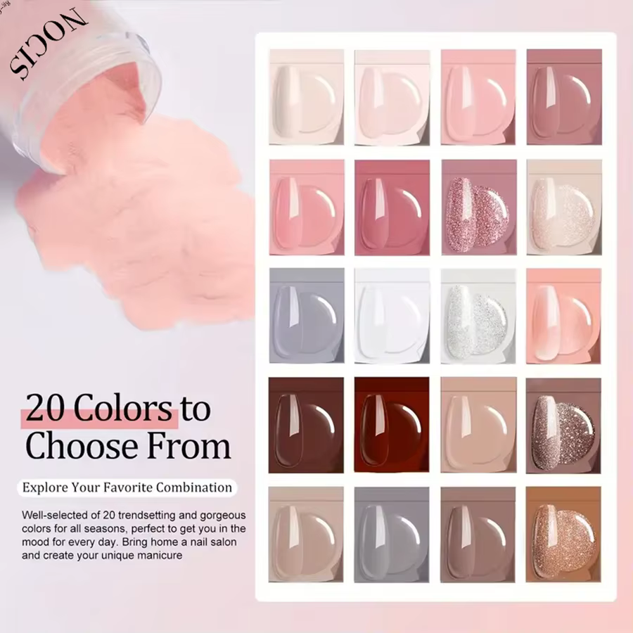 Kit de poudre à ongles 20 couleurs avec liquide