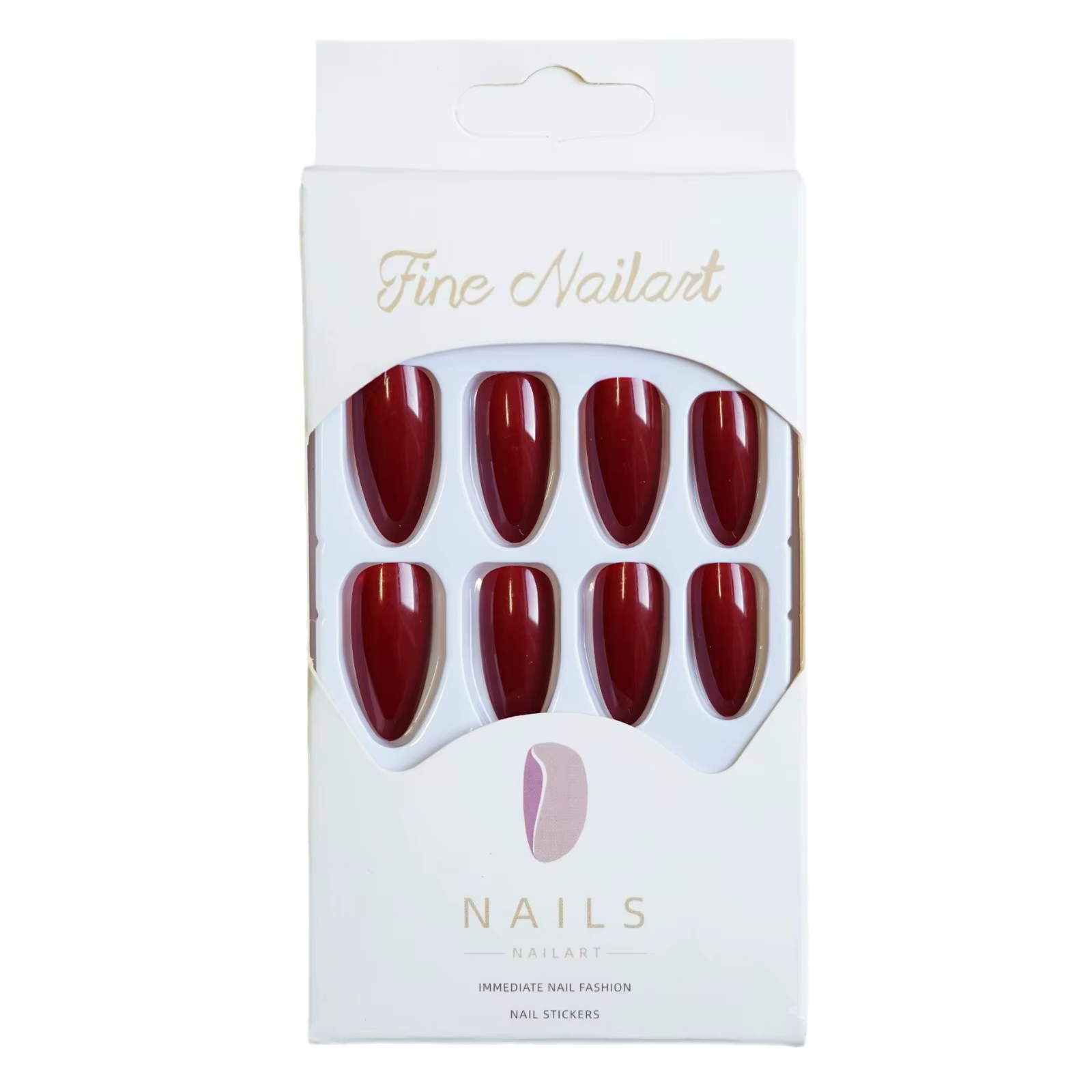 24 pièces amande vin rouge faux ongles classique Vintage
