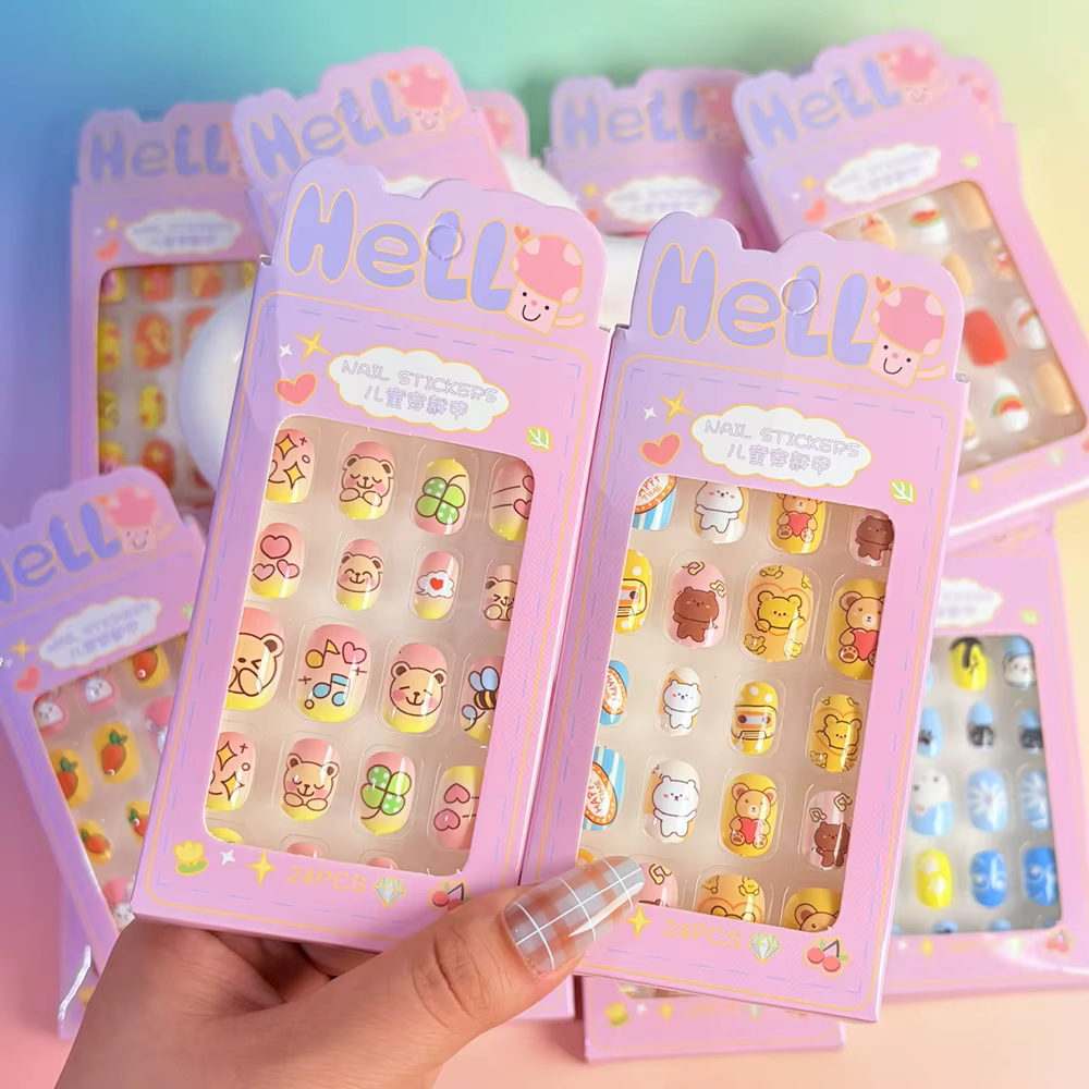 120 pièces/boîte, faux ongles pour enfants