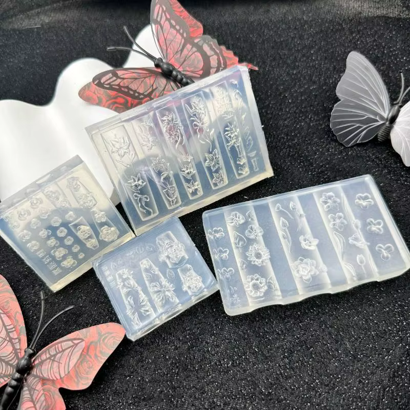 Moule à ongles en Silicone 3D Chic avec modèle de fleur et Art de nœud chinois Vintage pour les projets de manucure à faire soi-même