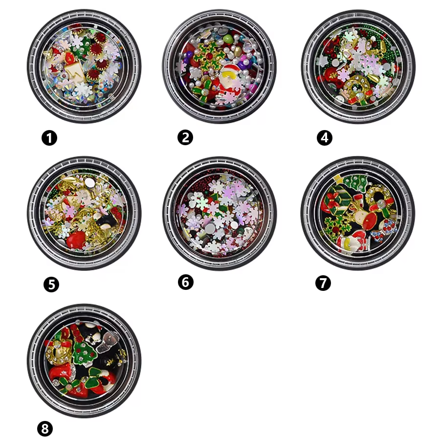 Kit de décoration pour Nail Art de noël, bricolage, tranches de flocons de neige, Rivets en alliage, Mini perles, breloques pour la conception des ongles de noël