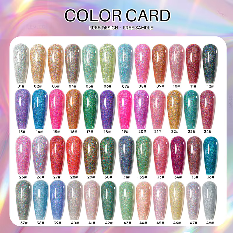Eleanos nouveau 48 pièces paillettes Laser Gel vernis à ongles ensemble avec livre de couleur