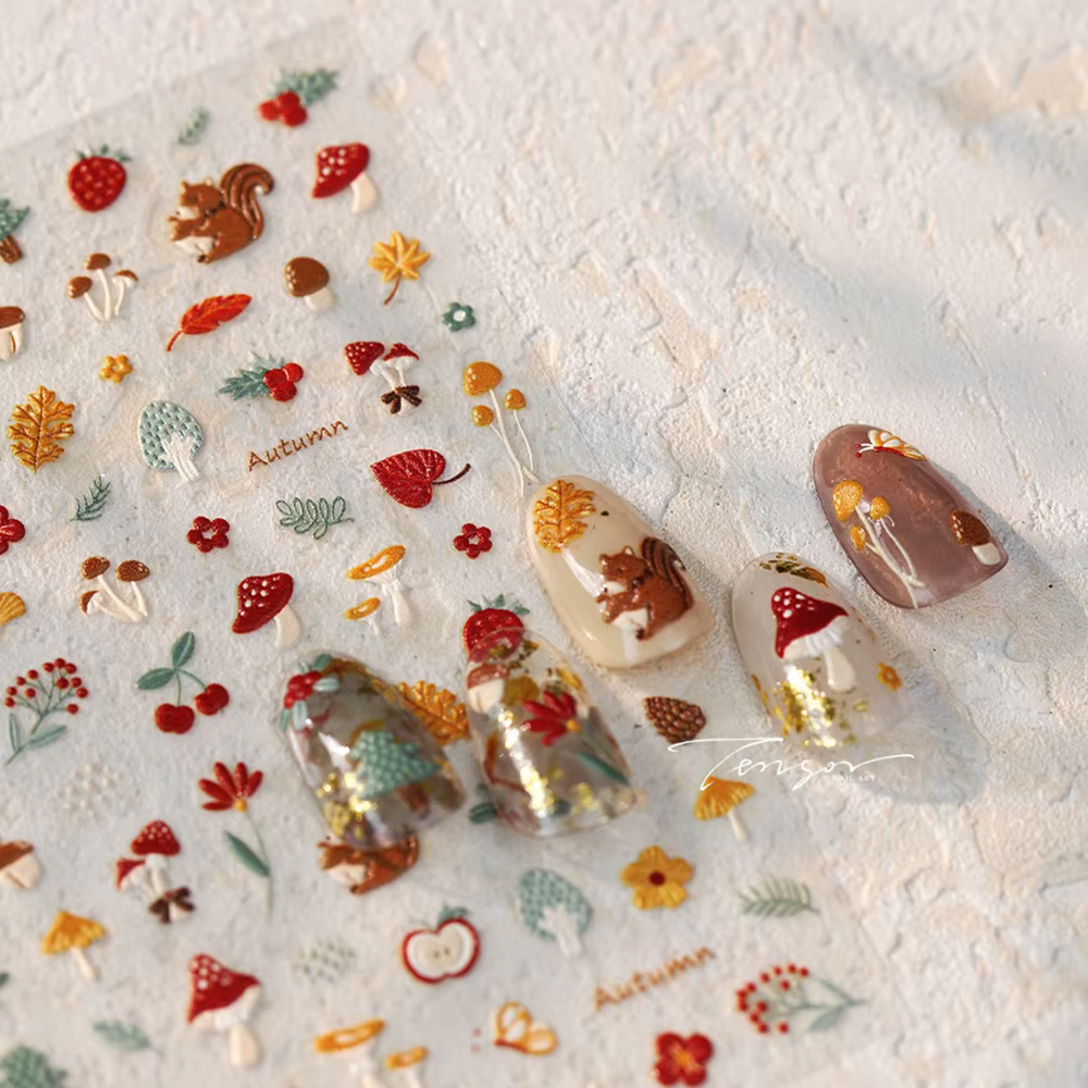 Autocollants pour ongles d'automne 5D