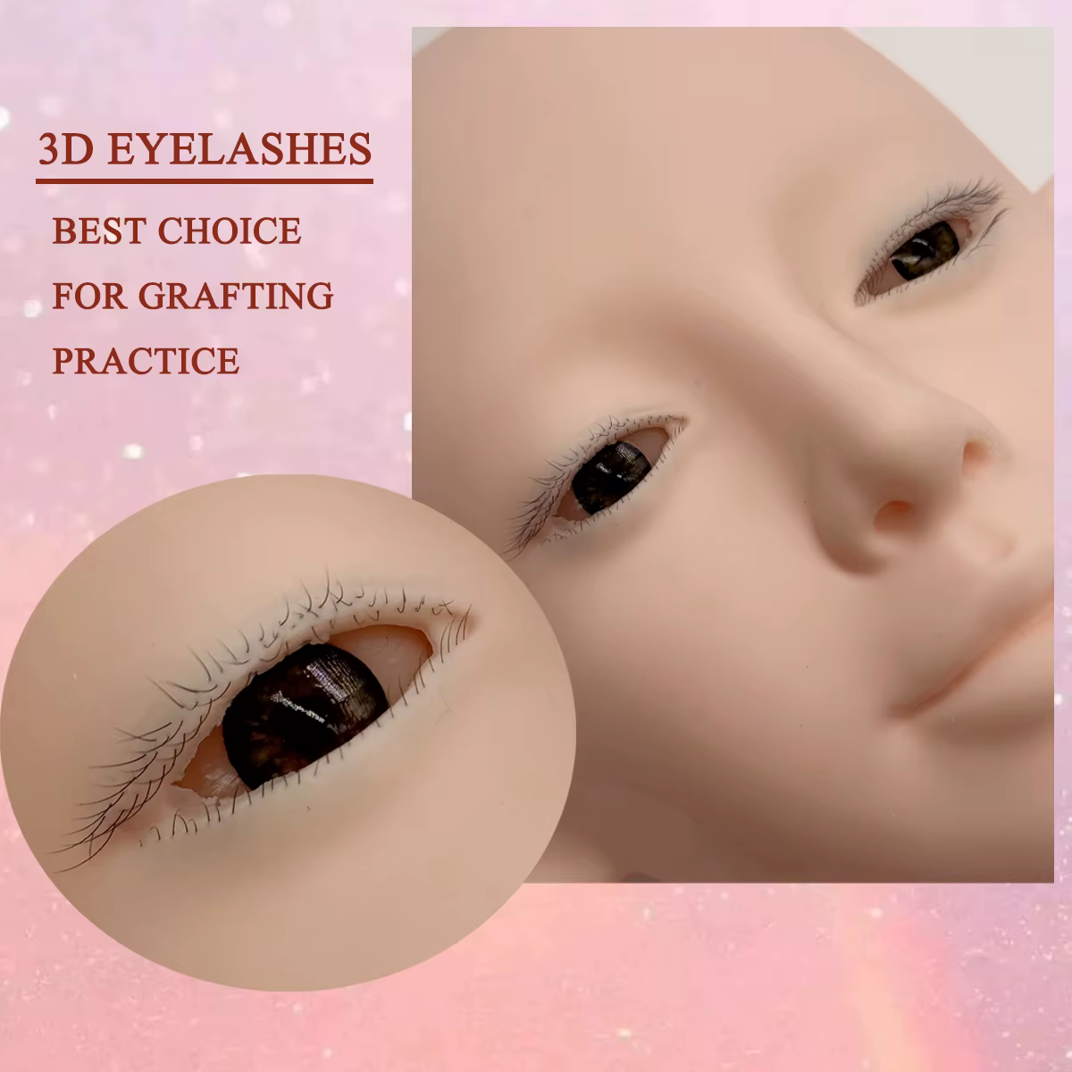Tête de formation professionnelle pour extensions de cils avec peau - comme une douceur pour les techniciens de cils Utilisation en salon