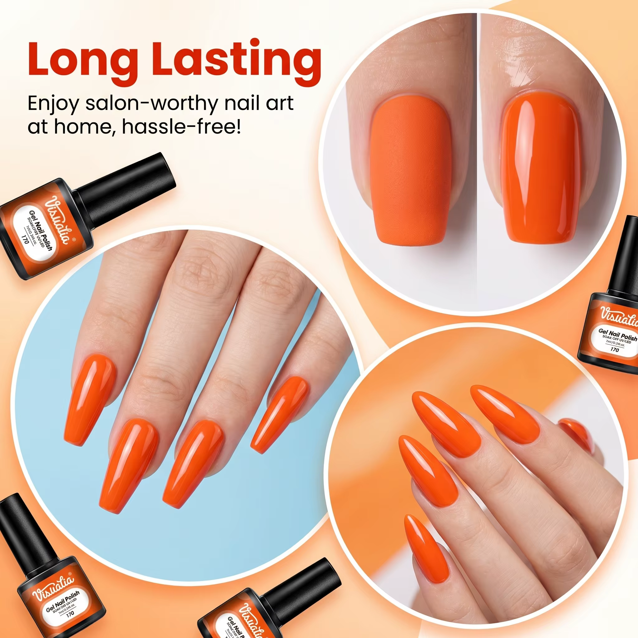 Orange monocolore - vernis à ongles gel