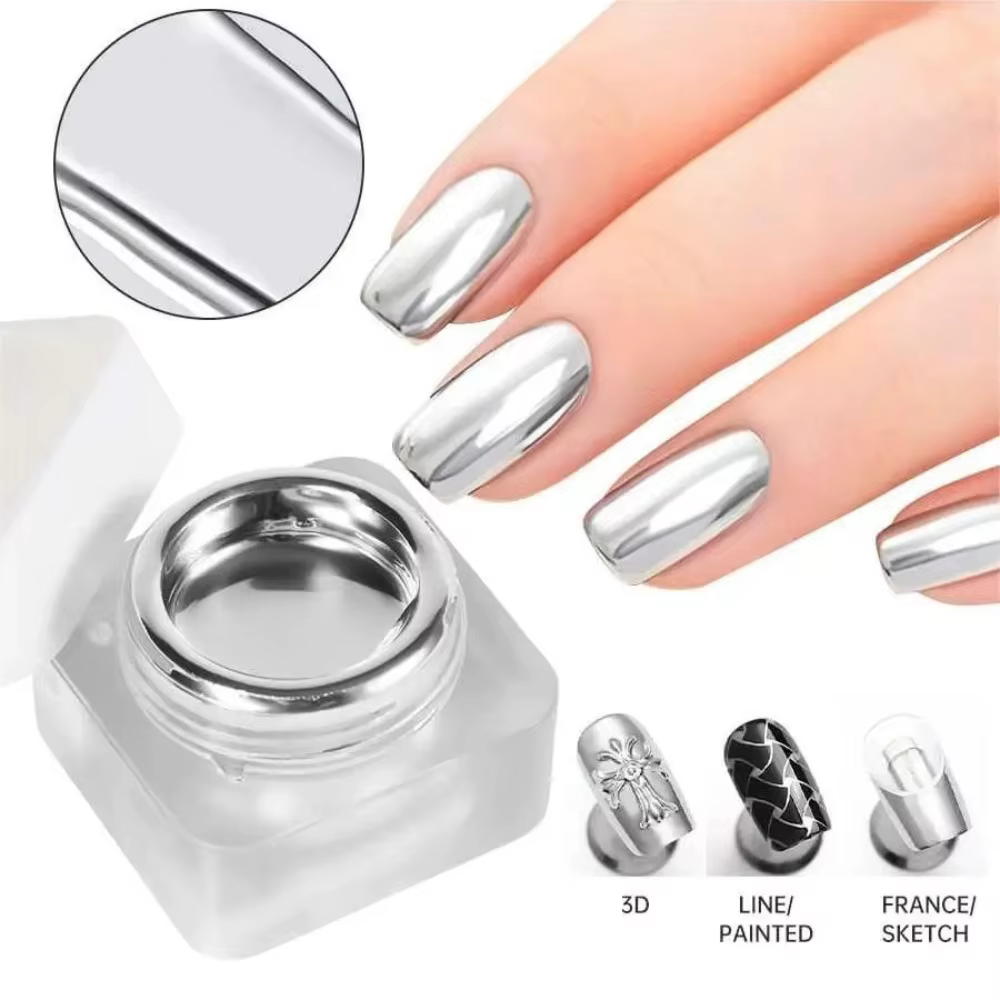 Vernis à ongles gel métallique miroir – Brillant argent et or rose