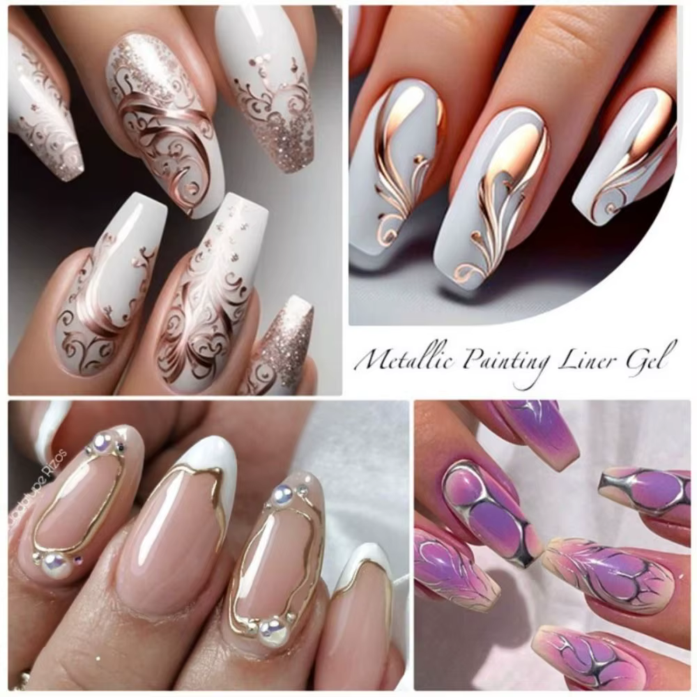 Argent miroir paillettes Gel vernis mode UV Gel crochet bord