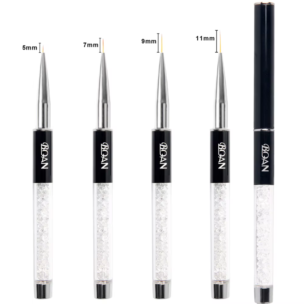 BQAN-Brosse à ongles avec manche en cristal, 5/7/9/11mm
