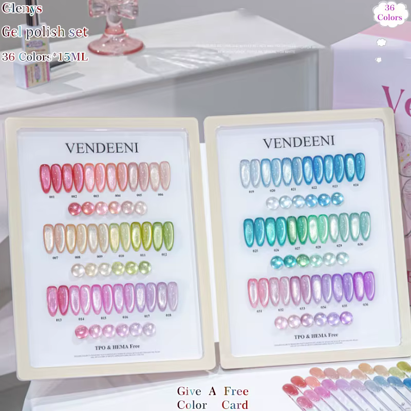 Glenys – Kit de vernis à ongles gel effet œil de chat 36 couleurs