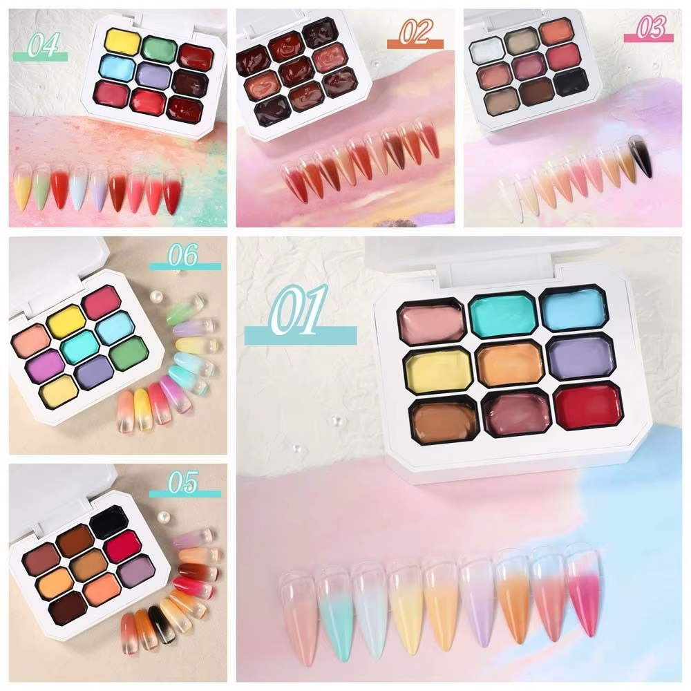 Mini vernis à ongles gel 4 en 1 Pat Ombre, 9 couleurs, gel de peinture facile à dégrader, vernis à ongles français, peinture artistique en gel pour filles