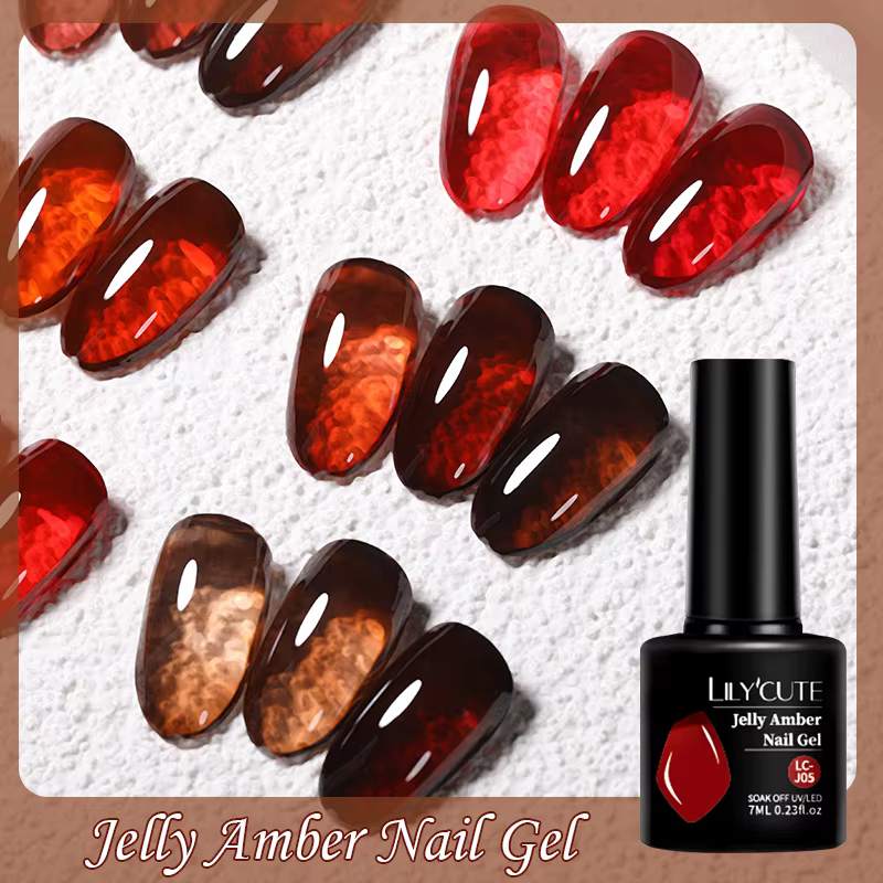 LILYCUTE 7ML gelée ambre Gel vernis à ongles marron cristal translucide couleur terne Nail Art Gel Semi Permanent UV Gel
