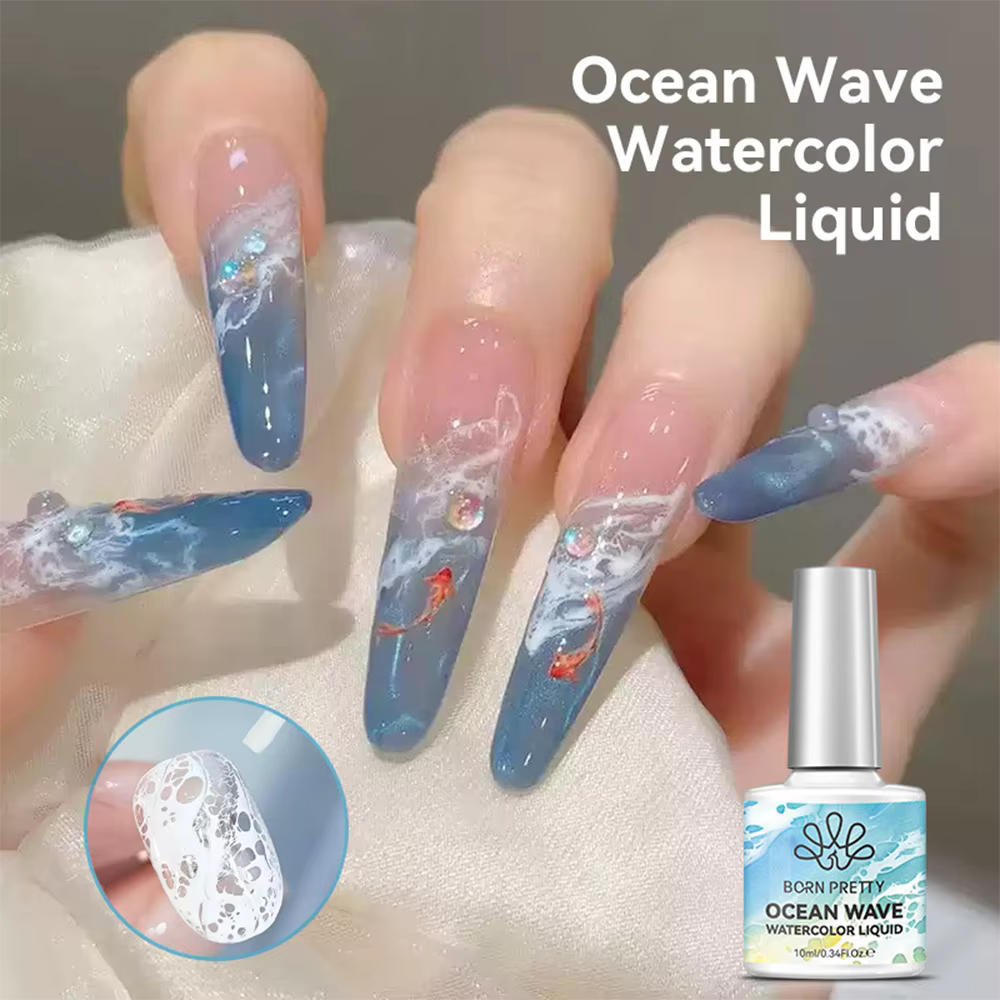 Vernis à ongles gel aquarelle 10ml Onde Océanique Blanche