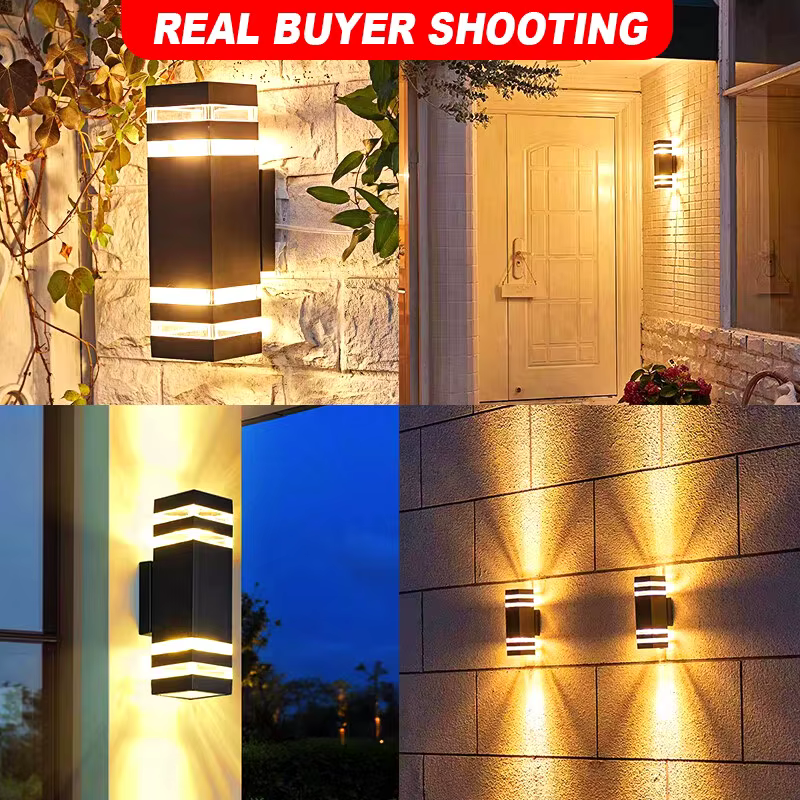 Appliques murales extérieures LED E27 haut vers le bas applique murale extérieure IP65 LED étanche applique lampe pour porche porte d'entrée jardin applique