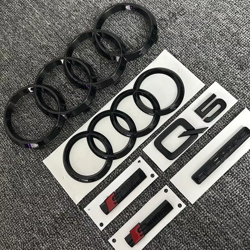 6 pièces/ensemble accessoires automobiles pour Audi Q5 2014-2019 Sline voiture Logo 4 anneaux calandre Badge arrière compartiment à bagages autocollant
