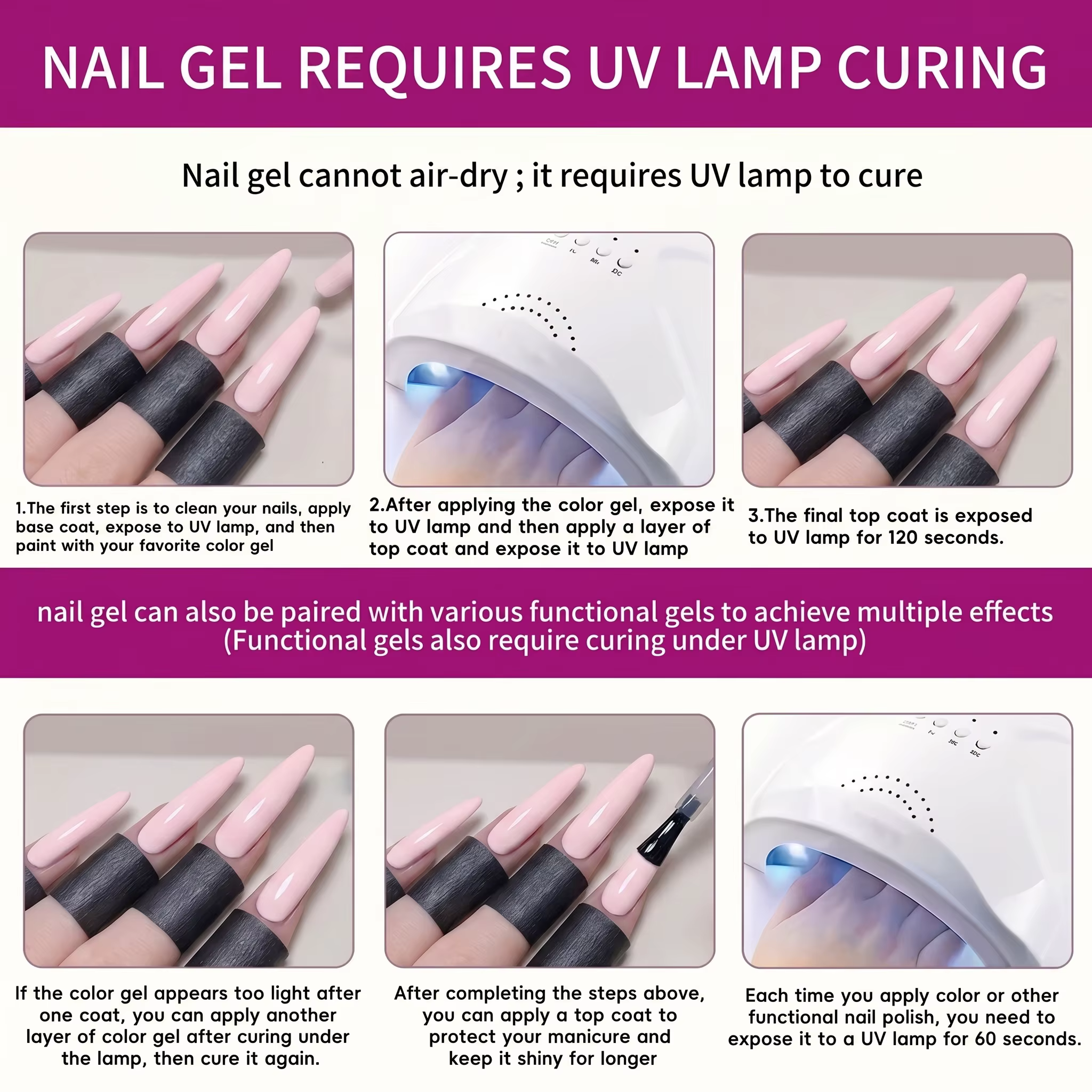 Ensemble de 6 vernis à ongles gel rose nude
