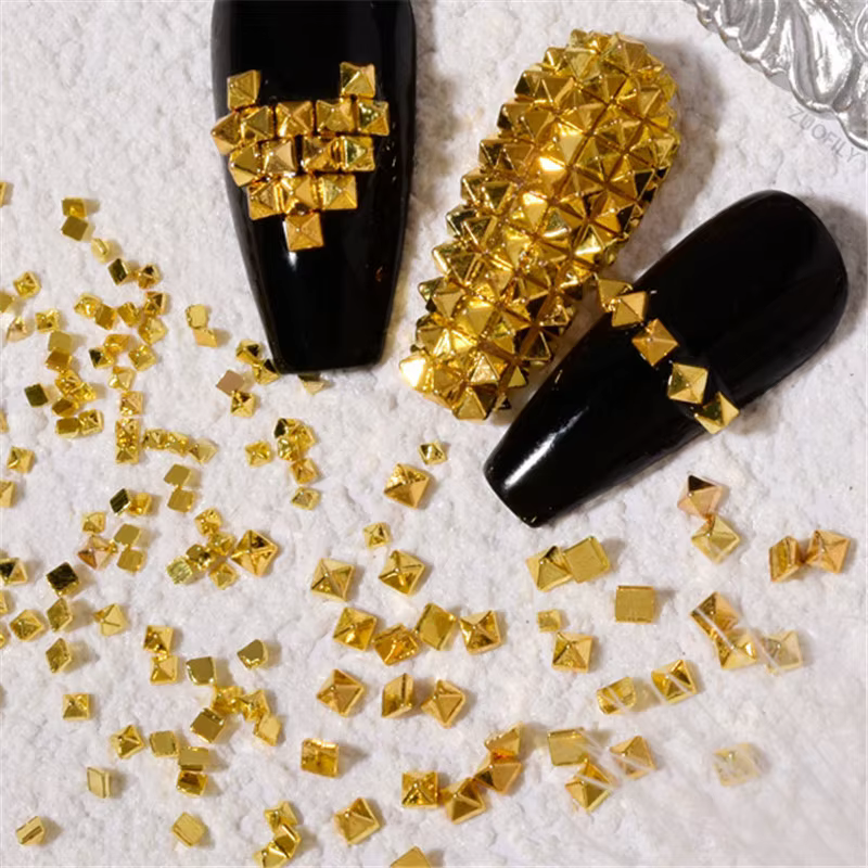 200 pièces/sac rivetage ongles ornement or argent cristal diamant