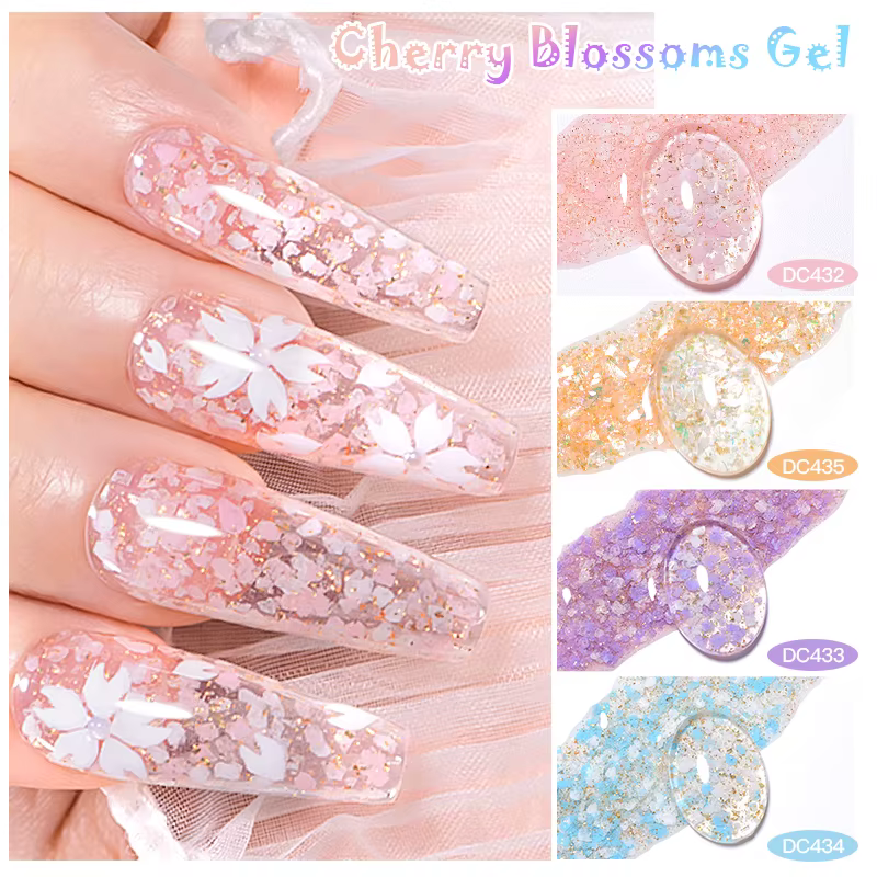 Vernis à ongles en gel à paillettes de fleurs de cerisier