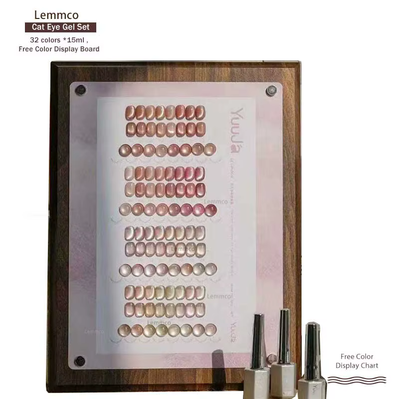 YUUJA rose 32 pièces * 15ML ensemble de vernis Gel oeil de chat avec carte de couleur Gel magnétique Laser de luxe