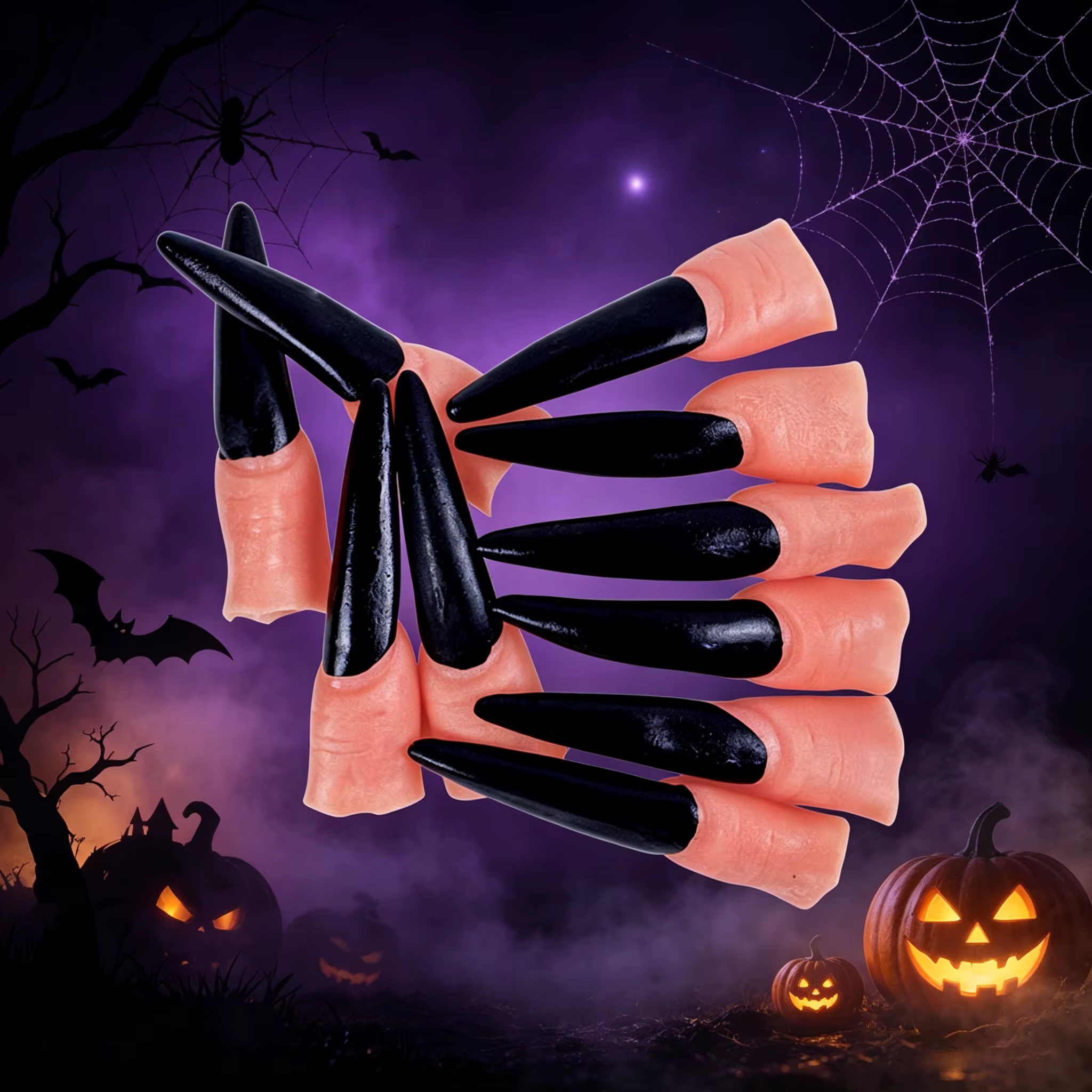 Faux ongles de sorcière, griffes d'ongles d'Halloween, ongles de mascarade, griffes de sorcière effrayantes pour cosplay DIY