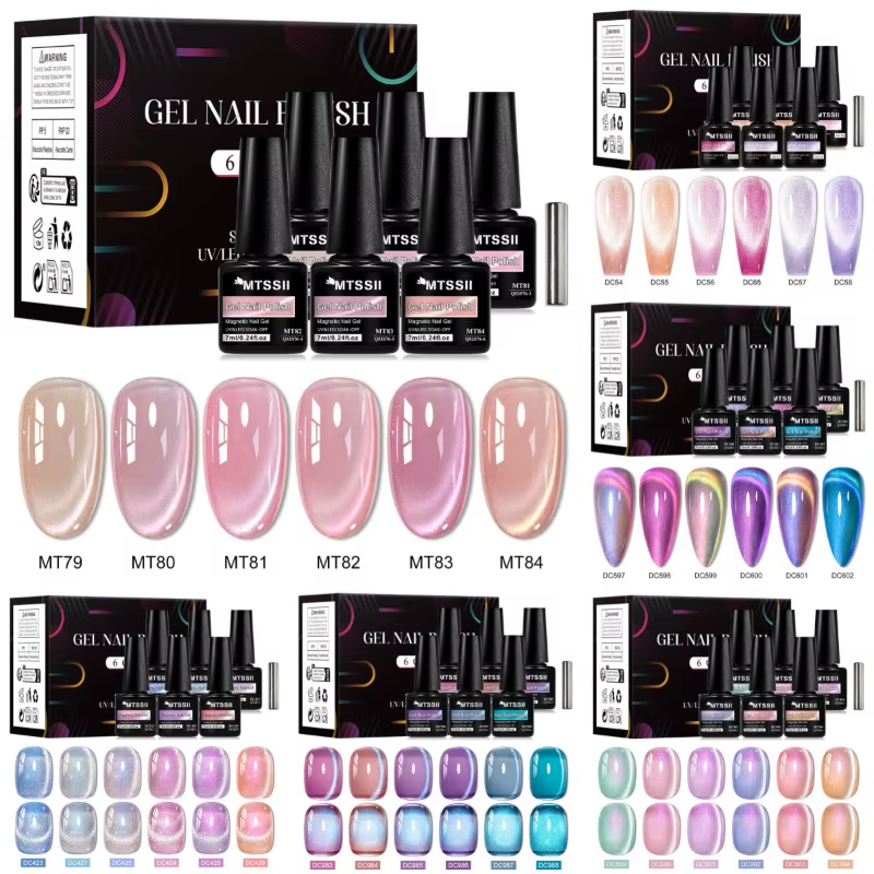 7 pièces brillant chat magnétique Gel vernis à ongles ensemble avec tige