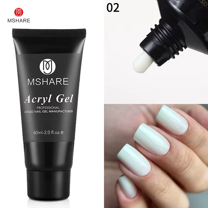 MSHARE Gel français ongles conseils Super blanc Poly acrylique Gel pour Extension d'ongles cristal UV LED Construction